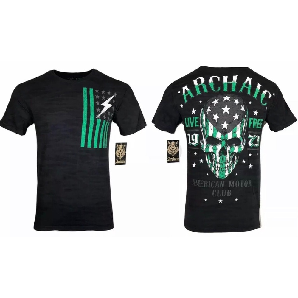 ARCHAIC by AFFLICTION Mens T-Shirt FLAG SMASHER